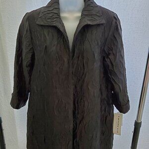 NWT  Caroline Rose Jacquard Jacket  Black  Open Front  Size XS